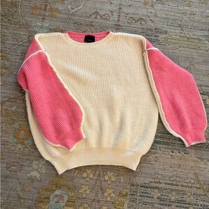 Lumiere Pink and Cream Crew Neck Sweater